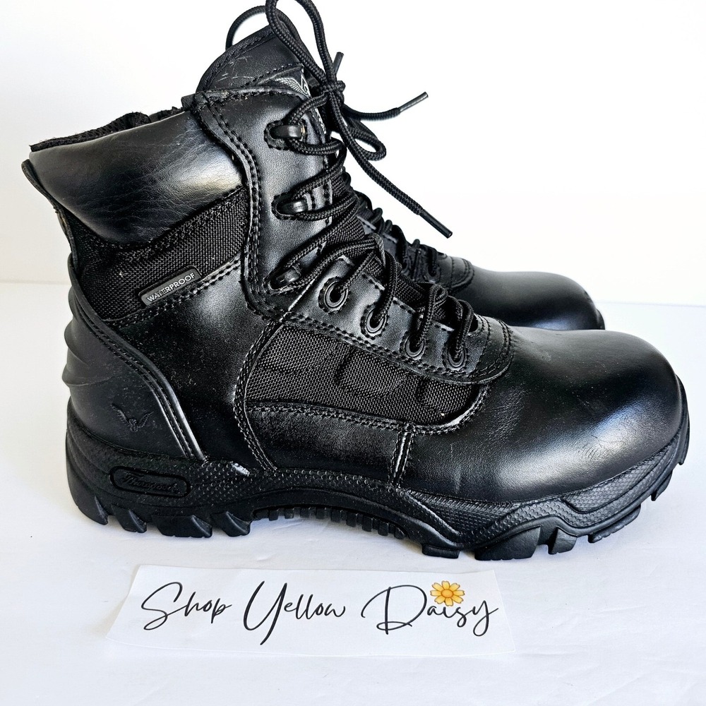Thorogood Mens 9 Waterproof Side Zip Tactical Work Boots 804-6190 Black Safety